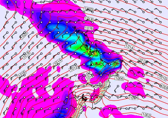 North Island forecast chart for Thursday, September 18th, 2025 at 6:00 AM