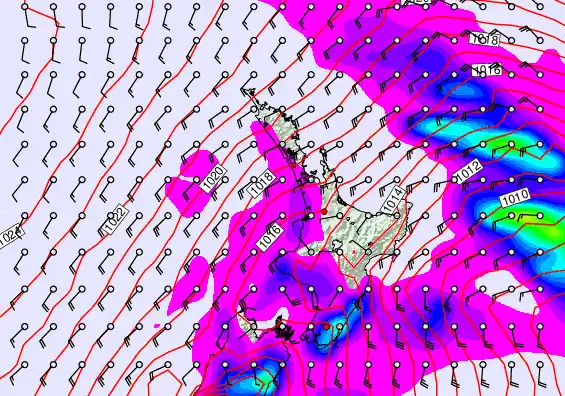 North Island forecast chart for Thursday, September 18th, 2025 at 6:00 PM