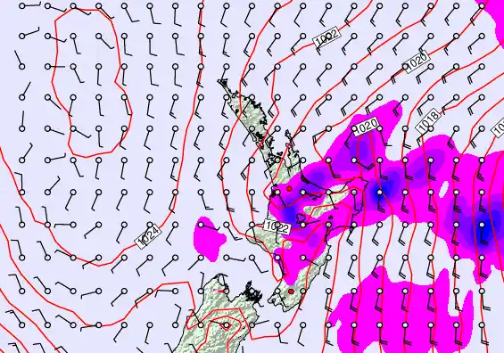 North Island forecast chart for Friday, September 19th, 2025 at 6:00 AM