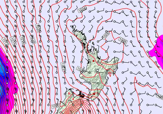 North Island forecast chart for Saturday, September 20th, 2025 at 6:00 AM