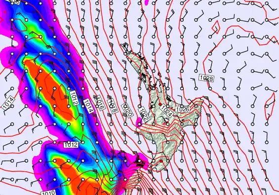 North Island forecast chart for Sunday, September 21st, 2025 at 12:00 AM
