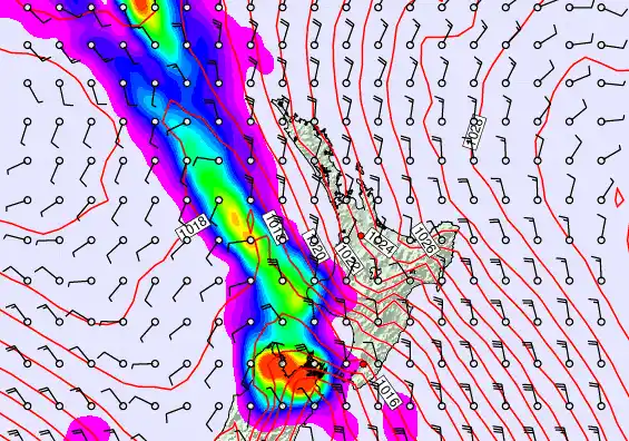 North Island forecast chart for Sunday, September 21st, 2025 at 12:00 PM