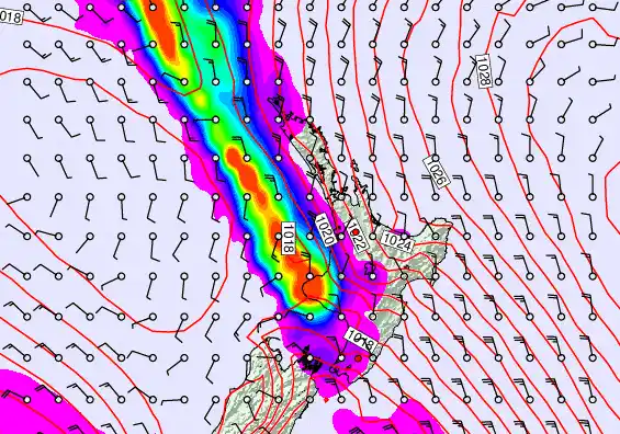 North Island forecast chart for Sunday, September 21st, 2025 at 6:00 PM