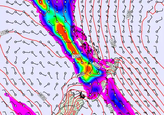 North Island forecast chart for Monday, September 22nd, 2025 at 12:00 AM