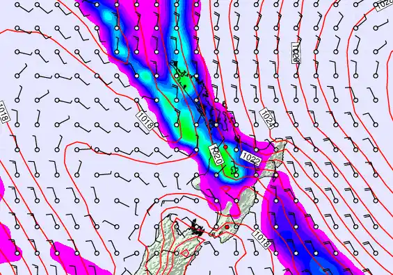 North Island forecast chart for Monday, September 22nd, 2025 at 6:00 AM