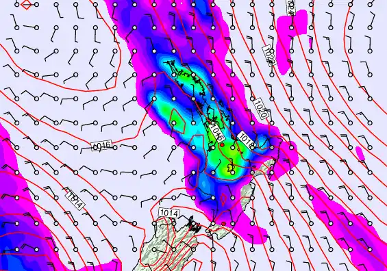 North Island forecast chart for Monday, September 22nd, 2025 at 6:00 PM