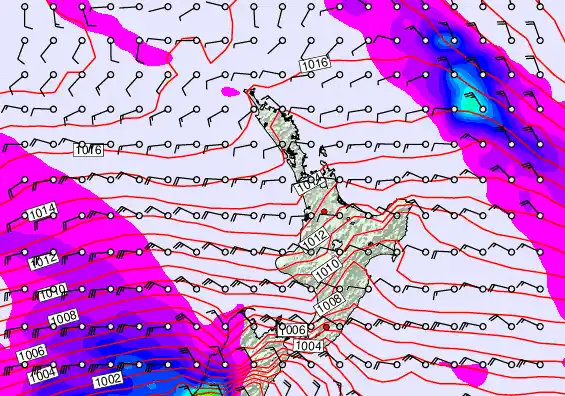 North Island forecast chart for Wednesday, September 24th, 2025 at 12:00 AM
