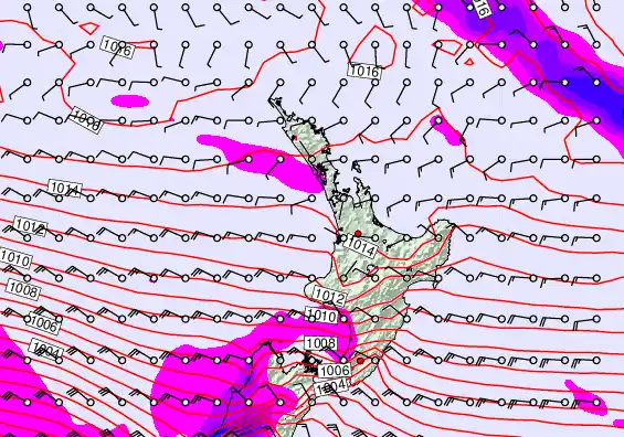 North Island forecast chart for Wednesday, September 24th, 2025 at 6:00 PM