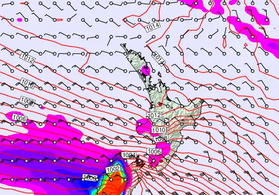 North Island forecast chart for Thursday, September 25th, 2025 at 6:00 AM