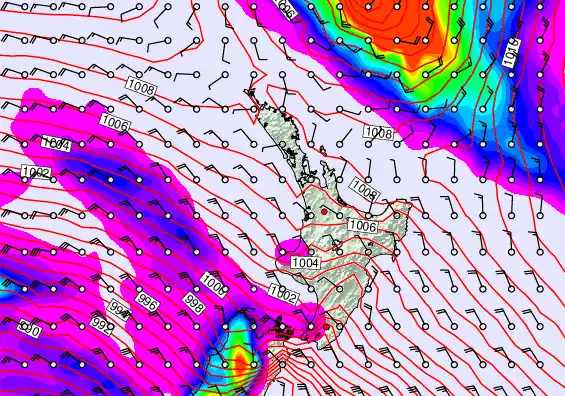 North Island forecast chart for Friday, September 26th, 2025 at 12:00 AM