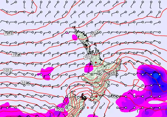 North Island forecast chart for Thursday, December 18th, 2025 at 6:00 PM