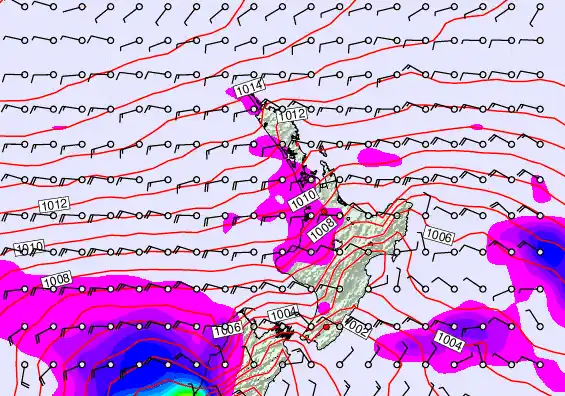 North Island forecast chart for Friday, December 19th, 2025 at 12:00 AM