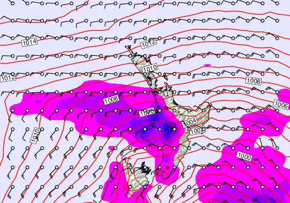North Island forecast chart for Friday, December 19th, 2025 at 12:00 PM