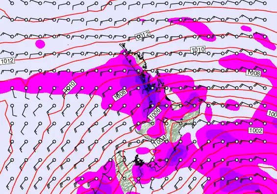 North Island forecast chart for Friday, December 19th, 2025 at 6:00 PM