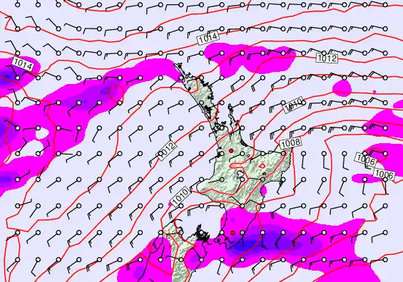 North Island forecast chart for Saturday, December 20th, 2025 at 12:00 PM