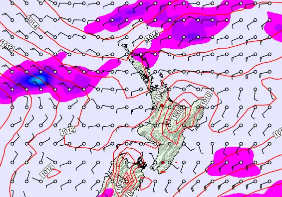 North Island forecast chart for Sunday, December 21st, 2025 at 6:00 AM