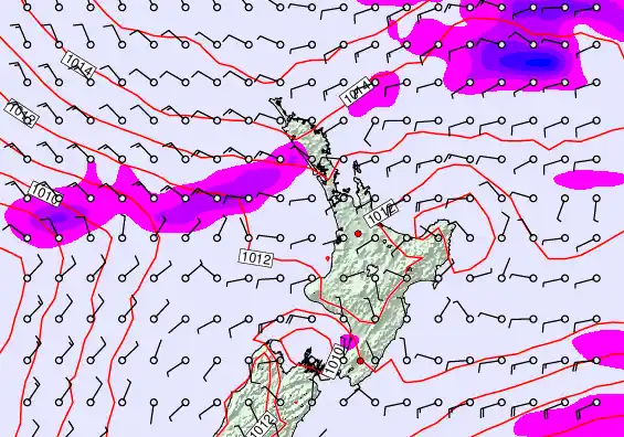 North Island forecast chart for Sunday, December 21st, 2025 at 12:00 PM
