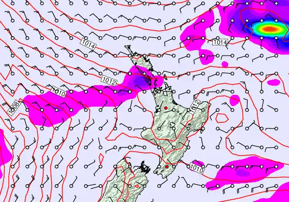 North Island forecast chart for Sunday, December 21st, 2025 at 6:00 PM