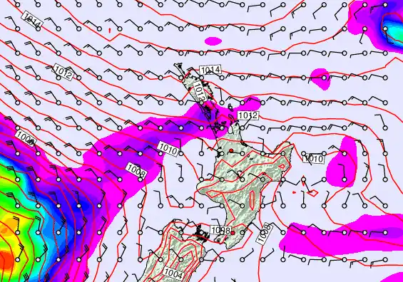 North Island forecast chart for Monday, December 22nd, 2025 at 12:00 AM
