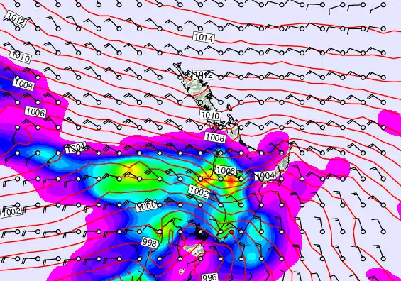 North Island forecast chart for Monday, December 22nd, 2025 at 12:00 PM