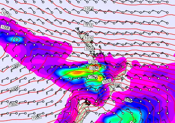 North Island forecast chart for Monday, December 22nd, 2025 at 6:00 PM