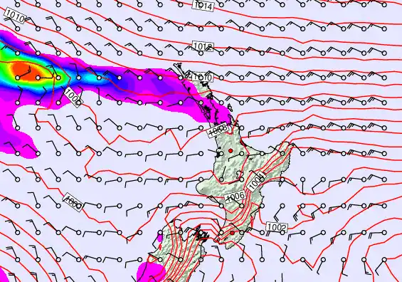 North Island forecast chart for Tuesday, December 23rd, 2025 at 12:00 PM