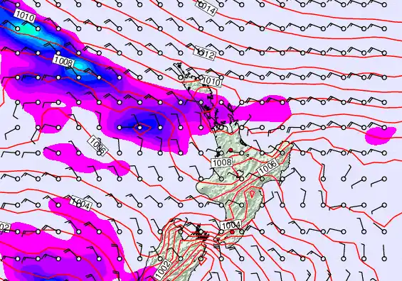 North Island forecast chart for Wednesday, December 24th, 2025 at 12:00 AM