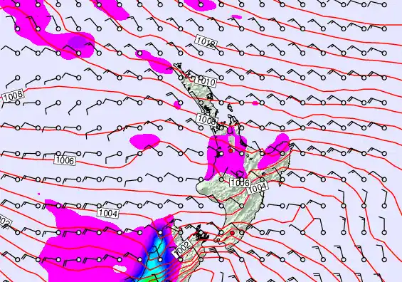 North Island forecast chart for Wednesday, December 24th, 2025 at 12:00 PM