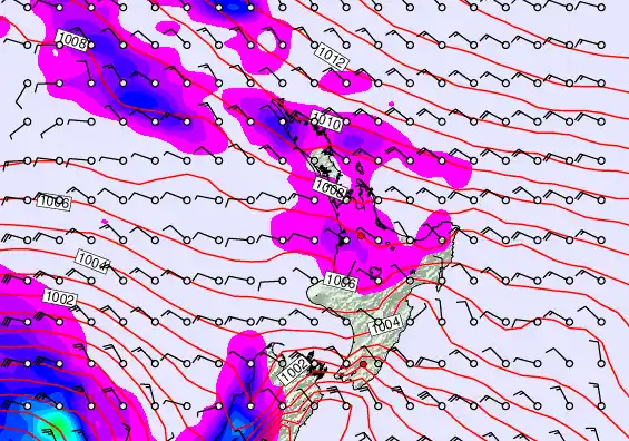 North Island forecast chart for Wednesday, December 24th, 2025 at 6:00 PM
