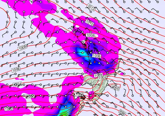 North Island forecast chart for Thursday, December 25th, 2025 at 6:00 AM