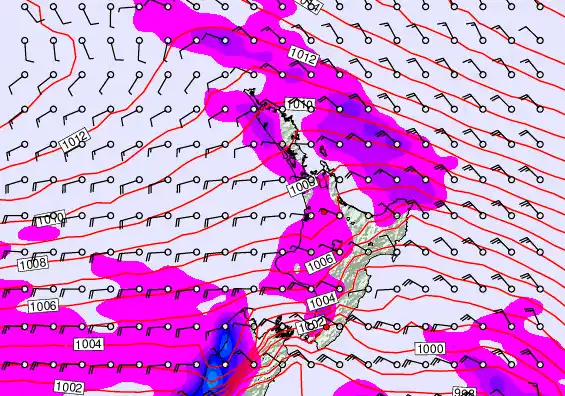 North Island forecast chart for Thursday, December 25th, 2025 at 12:00 PM