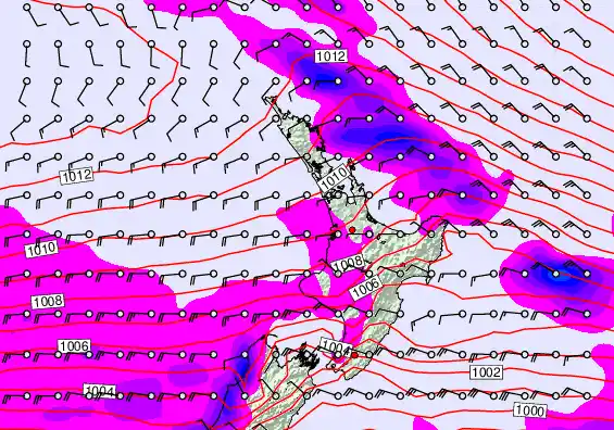 North Island forecast chart for Thursday, December 25th, 2025 at 6:00 PM