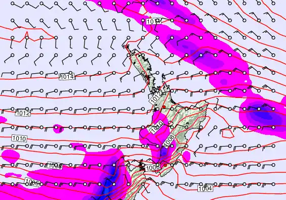 North Island forecast chart for Friday, December 26th, 2025 at 12:00 AM