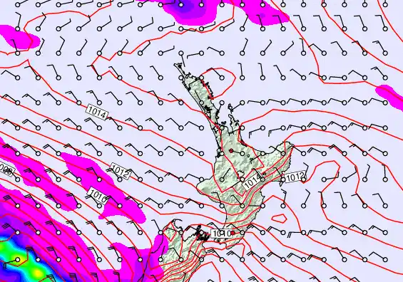 North Island forecast chart for Friday, December 26th, 2025 at 12:00 PM