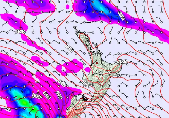North Island forecast chart for Friday, December 26th, 2025 at 6:00 PM