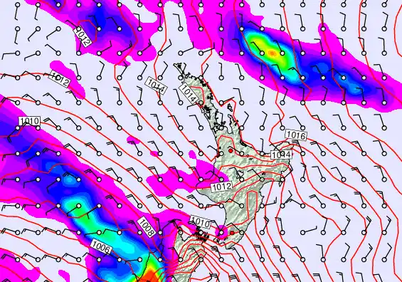 North Island forecast chart for Saturday, December 27th, 2025 at 12:00 AM