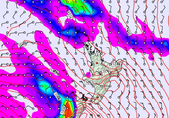 North Island forecast chart for Saturday, December 27th, 2025 at 6:00 AM