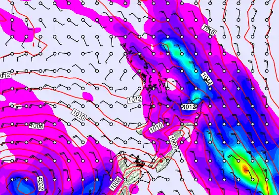 North Island forecast chart for Sunday, December 28th, 2025 at 12:00 AM