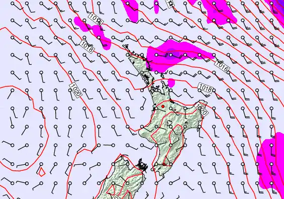 North Island forecast chart for Wednesday, February 4th, 2026 at 6:00 PM