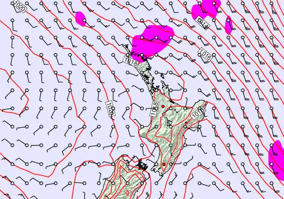 North Island forecast chart for Thursday, February 5th, 2026 at 12:00 AM