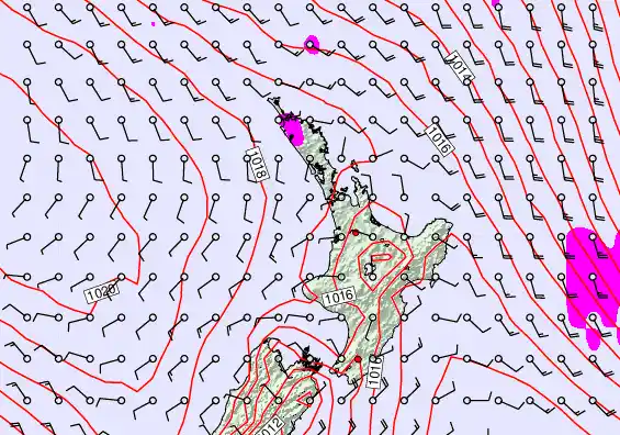 North Island forecast chart for Thursday, February 5th, 2026 at 6:00 AM