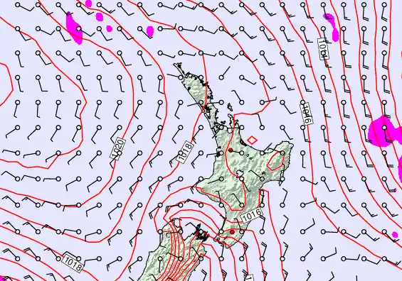 North Island forecast chart for Thursday, February 5th, 2026 at 12:00 PM