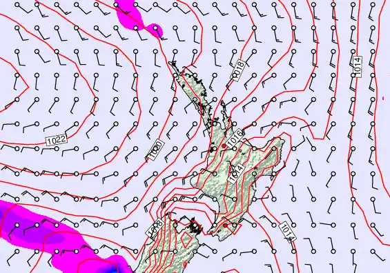 North Island forecast chart for Friday, February 6th, 2026 at 12:00 AM