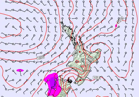 North Island forecast chart for Friday, February 6th, 2026 at 12:00 PM