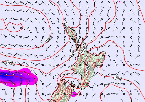 North Island forecast chart for Saturday, February 7th, 2026 at 12:00 AM