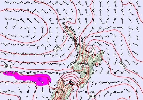 North Island forecast chart for Saturday, February 7th, 2026 at 6:00 AM
