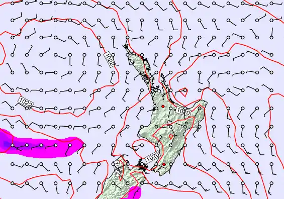 North Island forecast chart for Sunday, February 8th, 2026 at 12:00 PM