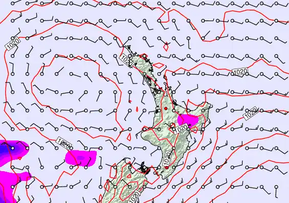 North Island forecast chart for Monday, February 9th, 2026 at 6:00 AM