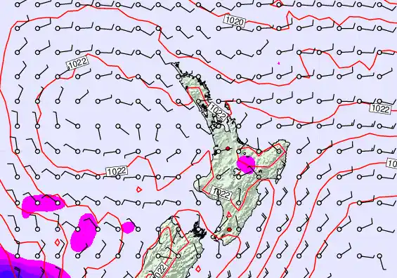 North Island forecast chart for Monday, February 9th, 2026 at 12:00 PM