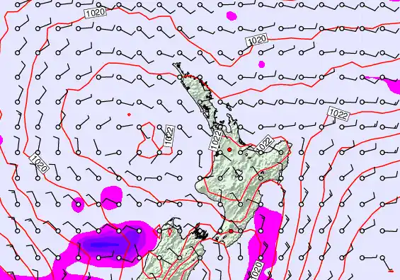 North Island forecast chart for Monday, February 9th, 2026 at 6:00 PM